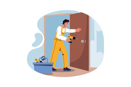 Construction works conceptのイラスト素材