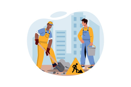 Construction works conceptのイラスト素材