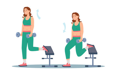 Concept Womens workout in the flat cartoon design. This illustration is meant to inspire women to incorporate physical activity into their daily lives. Vector illustration.のイラスト素材
