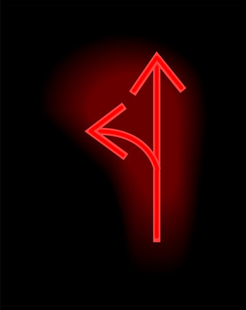 Red neon arrow in cartoon style. This element of set - a vibrant red neon arrow contrasted against a stylish black background for clear double direction. Vector illustration.のイラスト素材