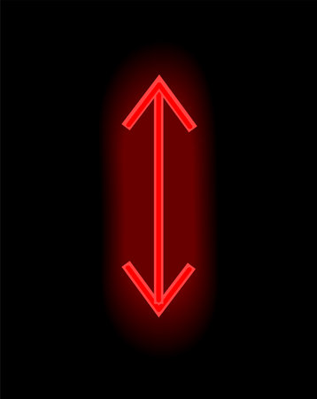 Red neon arrow in cartoon style. This element of set showcase a red neon arrow on a dramatic black background, ensuring clear direction. Vector illustration.のイラスト素材