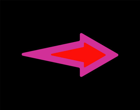 Neon arrow in carton style. Creation of the fun and dynamic look with this crazy-shaped, colorful arrow - an essential part of design collection. Vector illustration.のイラスト素材