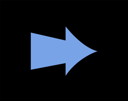 Neon arrow in carton style. This blue unique arrow, designed to captivate against a dramatic black...