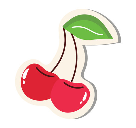Element of raw food set in flat cartoon design. This mesmerizing artwork highlight a colorful cherry that inspire a health-conscious lifestyle. Vector illustration.のイラスト素材