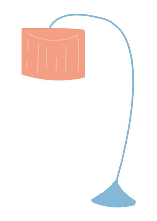 Furniture of flat cartoon set. This image complements the cozy design, with the gentle glow of the floor lamp creating a welcoming atmosphere. Vector illustration.のイラスト素材