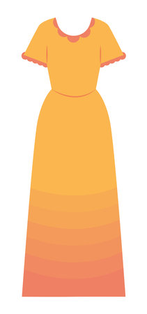 Cloth of flat cartoon set. This chic dress showcasing colorful yellow style and a cutting-edge design. Its an essential addition to your wardrobe. Vector illustration.のイラスト素材