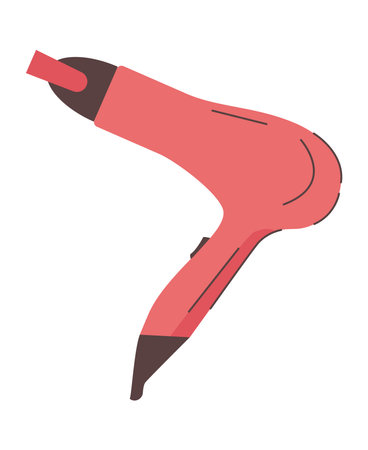 Element of morning routine set. A stylishly designed hair dryer adds a pop of color and comfort to your daily beauty rituals, turning them into a vibrant experience. Vector illustration.のイラスト素材