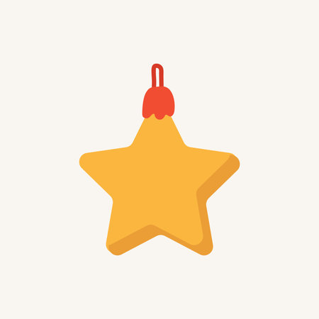 Element of winter set in flat cartoon design. Featuring a beautifully crafted colorful Christmas toy star, this cheerful illustration radiates warmth and Christmas cheer. Vector illustration.のイラスト素材