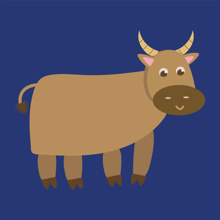 Christian Christmas element of set. This striking colorful image feature a bull in a Christian-themed design against a dark backdrop. Vector illustration.のイラスト素材