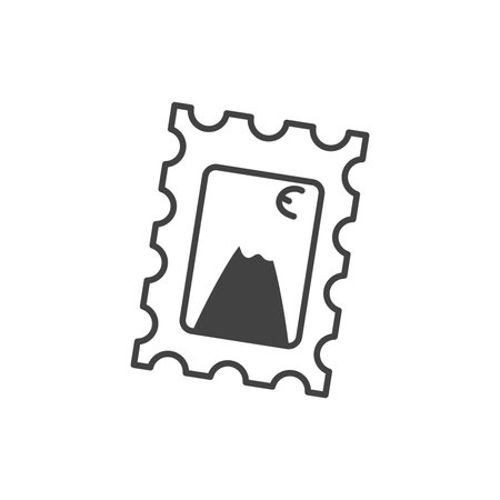 Travel element of set in black line design. Travel-themed artwork with precise black-outlined envelope mark add an authentic touch to all design. Vector illustration.のイラスト素材