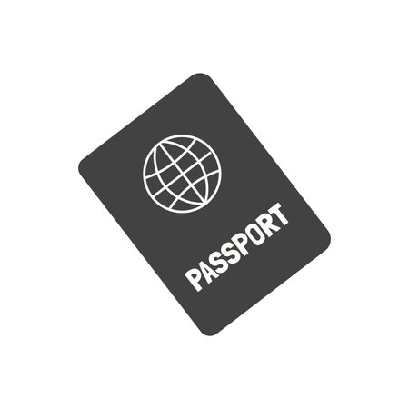 Travel element of set in black line design. This black and white image in contour style is a kind of reminder that the passport is the most important thing in the trip. Vector illustration.のイラスト素材
