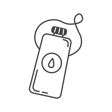 Camping element of set in black line design. A special water bottle is convenient, because it is designed for hiking and camping. Vector illustration.のイラスト素材