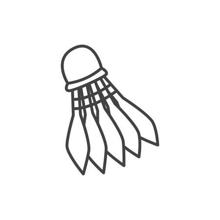 Sport element of set in black line design. A tennis racket with a bold black outline adds dynamism to any sports-themed visual, conveying the essence of the game. Vector illustration.のイラスト素材