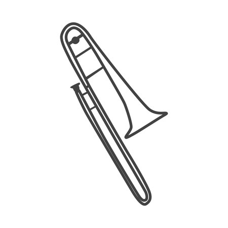 Music instrument of black line set. This captivating illustration feature a sleek black outline, celebrates the essence of music with the classic image of a music tube. Vector illustration.のイラスト素材