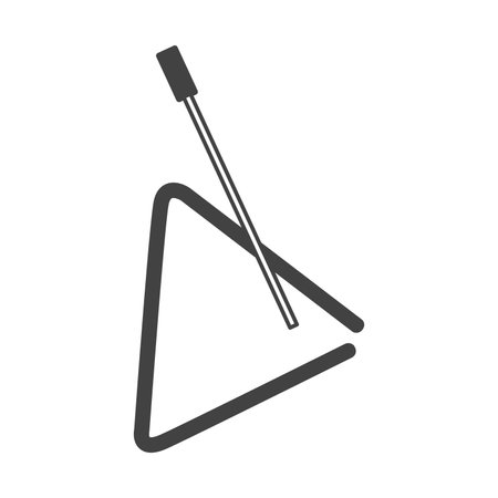 Music instrument of black line set. An artistic black outline representation of a musical triangle, capturing the harmony of musical sounds. Vector illustration.のイラスト素材