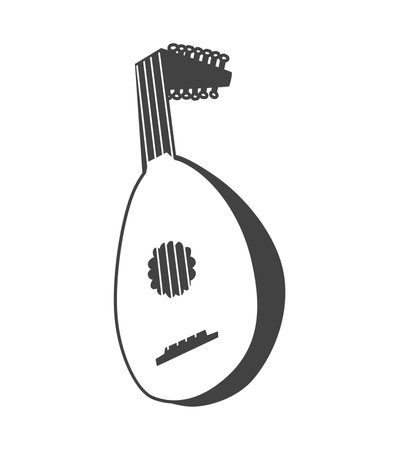 Music instrument of black line set. A captivating black outline drawing of a bandure symbolize the joy and harmony of music. Vector illustration.のイラスト素材