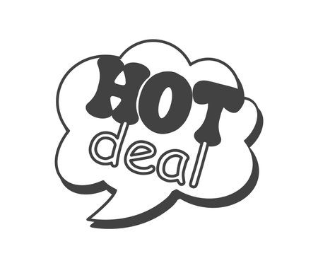 Element of Black Friday set. An inviting message with the inscription "Hot deals" beckons customers to go to the stores. Vector illustration.のイラスト素材