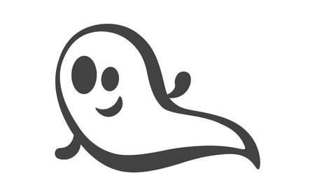 Halloween element of black line set. his Halloween-themed illustration, outlined in black, features playful and spooky ghosts that add a touch of whimsy to the eerie night. Vector illustration.のイラスト素材