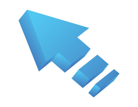 Blue arrows in 3D design. A stunning 3D design of this illustration feature a sleek blue arrow, adding depth and direction to the overall shape. Vector illustration.のイラスト素材