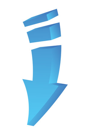 Blue arrows in 3D design. An intriguing 3D illustration leverages the depth and dimensionality to create a compelling visual narrative, with a blue arrow leading the way. Vector illustration.のイラスト素材