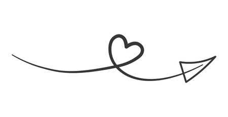 Arrow in hand sketched design. A striking hand-drawn design in black and white, with a prominent arrow emphasize the intended direction. Vector illustration.のイラスト素材
