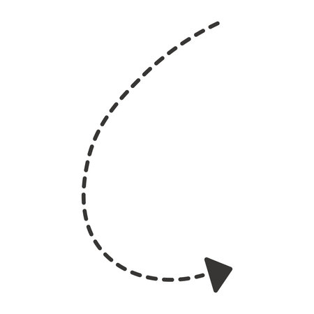 Arrow in hand sketched design. A hand-sketch design featuring a sleek black arrow with dotted line, artfully guiding the viewers gaze with precision and direction. Vector illustration.のイラスト素材