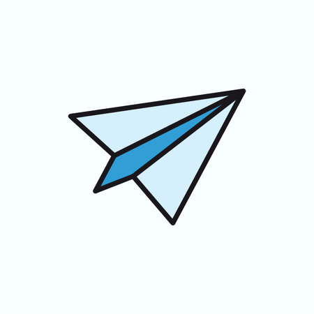 Travel element of colorful set. A travel-themed illustration with a colorful, outlined design of a paper airplane, capture the essence of adventure and wanderlust. Vector illustration.のイラスト素材
