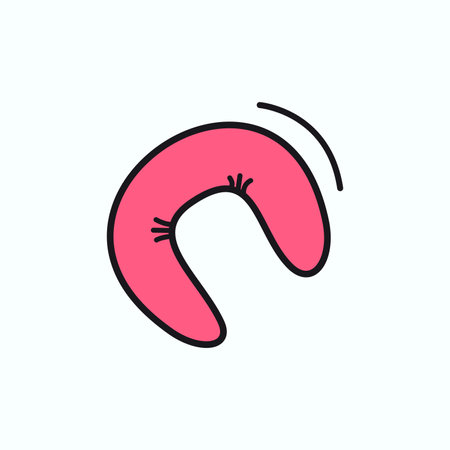 Travel element of colorful set. A travel-themed illustration with a colorful, outlined design of a pillow symbolize the comfort and relaxation of a journey. Vector illustration.のイラスト素材