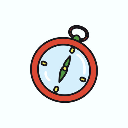 Travel element of colorful set. A lively travel-themed design featuring a colorful, outlined compass symbolize the journey and discovery that travel brings in a dynamic way. Vector illustration.のイラスト素材