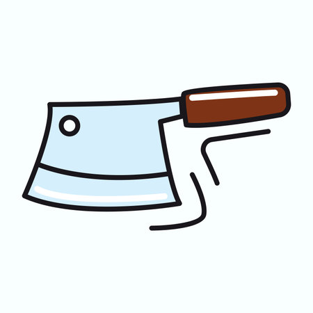 Kitchen element of colorful set. Illustration with outlined design of an ax add a surprising and unique element to the culinary setting in a dynamic and intriguing style. Vector illustration.のイラスト素材