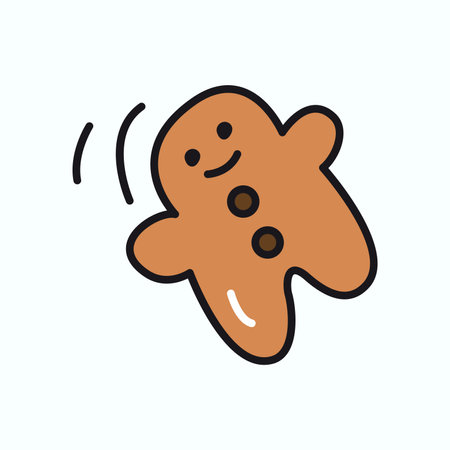 Winter element of colorful set. This funny ginger cookie conjure the warmth and coziness of the holiday season in a dynamic and mouthwatering style. Vector illustration.のイラスト素材