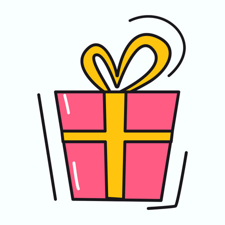 Winter element of colorful set. This artwork adorned with a gift box symbolize the heartwarming tradition of exchanging presents during the winter season. Vector illustration.のイラスト素材