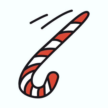 Winter element of colorful set. Outlined design of a candy branch infuse a whimsical and joyful touch into the snowy season in a dynamic and delightful style. Vector illustration.のイラスト素材