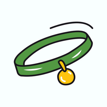 Pets element of colorful set. Inviting pet art with a green collar represents the bond and adventure that a pet and its owner share in a lively and poignant way. Vector illustration.のイラスト素材