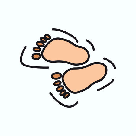 Pregnancy element of colorful set. A pregnancy-themed illustration with a colorful, outlined design of newborn feet capture the innocence and wonder of new life. Vector illustration.のイラスト素材