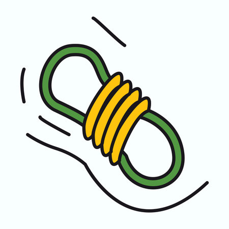 Camping element of colorful set. A camping-themed illustration with a colorful, outlined design of a rope embody the utility and preparedness essential for outdoor camping. Vector illustration.のイラスト素材