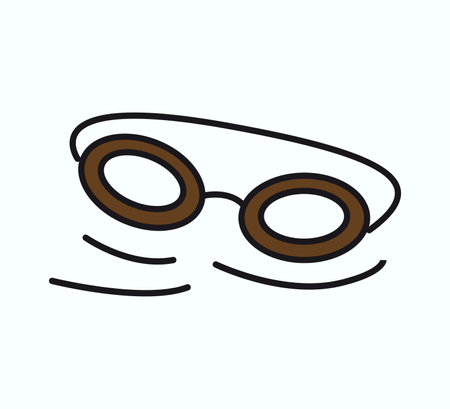 Sport element of colorful set. An energetic artwork with a vibrant, colorful design showcases outlined swimming glasses, underlining their crucial role in water-related sports. Vector illustration.のイラスト素材