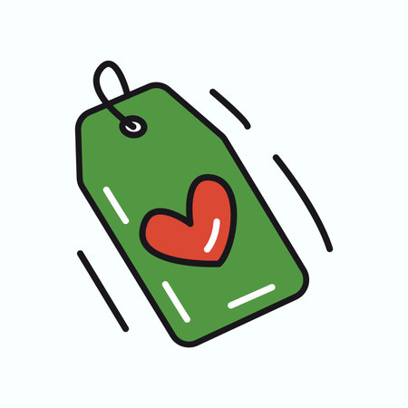 Love element of colorful set. A charming love-themed image with a colorful design and an outlined label adorned with a heart symbolize affection and romance. Vector illustration.のイラスト素材