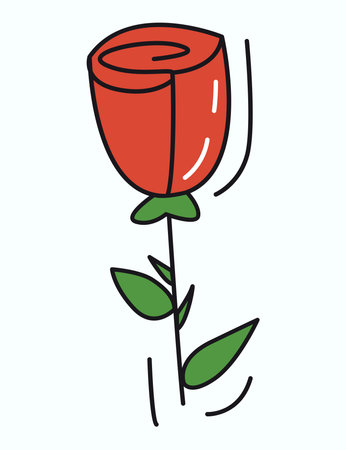 Love element of colorful set. This illustration with a colorful design and an outlined rose evoke feelings of passion and love. Vector illustration.のイラスト素材