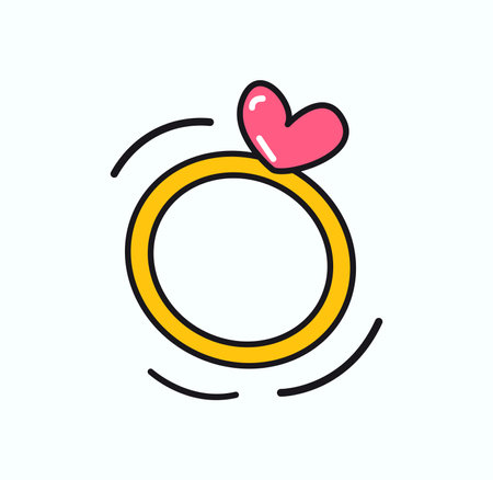 Love element of colorful set. Enchanting artwork feature a colorful ring, symbolizing the eternal bond of love, perfect for expressing affection and unity. Vector illustration.のイラスト素材