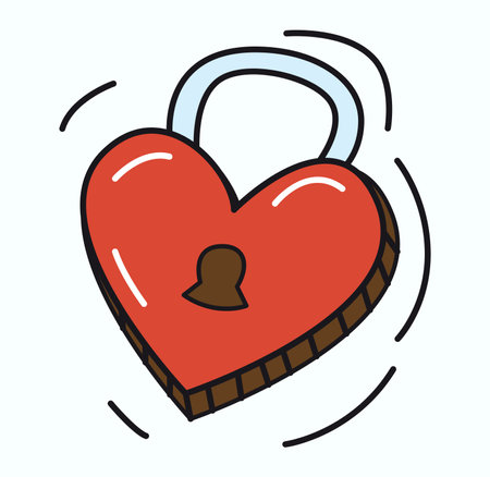Love element of colorful set. A captivating love-themed illustration feature vibrant lock, symbolizing the deep connection and bond shared between two hearts. Vector illustration.のイラスト素材