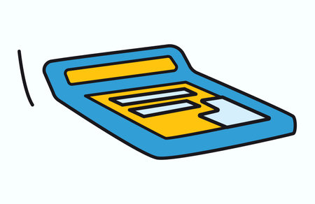 Business element of colorful sticker set. An eye-catching image with a vibrant color scheme showcase a calculator, emphasizing its pivotal role in the world of business. Vector illustration.のイラスト素材