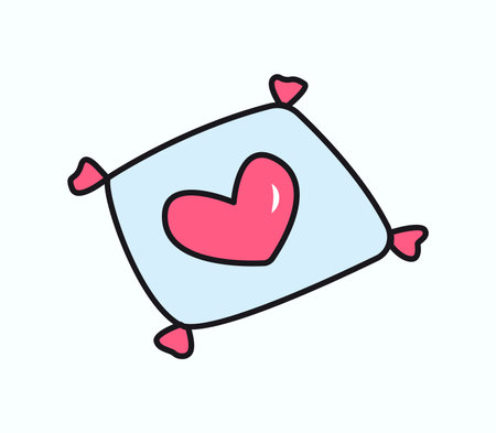 Autumn element of colorful sticker set. A cozy autumn-themed illustration with a colorful design and a charming pillow outline conveys the warmth and comfort. Vector illustration.のイラスト素材