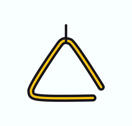 Musical instrument of colorful sticker set. An engaging image with colorful triangle emphasize the essential role of percussion instruments in creating captivating melodies. Vector illustration.のイラスト素材