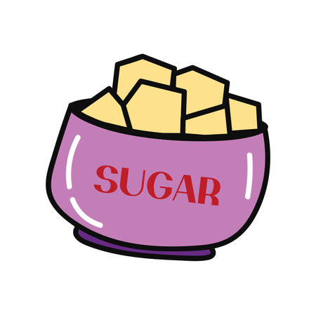 Coffee element of colorful food set. This artwork highlights a pile of sugar cubes waiting to sweeten your coffee, adding a touch of sweetness to your morning routine. Vector illustration.のイラスト素材