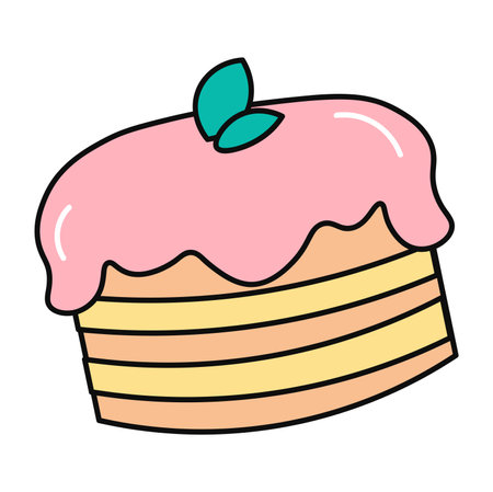 Cake of colorful food set. With its colorful design and crisp outlines, this birthday cake image is...