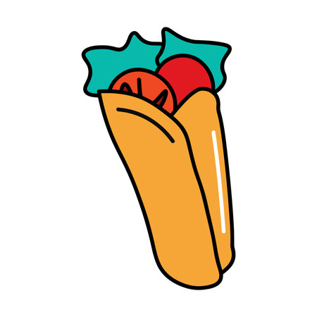 Element of fast food colorful set. Featuring a vibrant design and clear outlines, it spotlights the irresistible delight of shawarma. Vector illustration.のイラスト素材