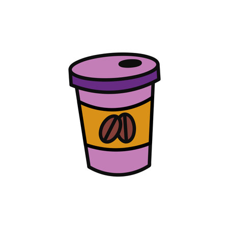 Element of fast food colorful set. A visually appealing illustration captures the essence of fast food through the cup of coffee, beautifully presented against a white backdrop. Vector illustration.のイラスト素材