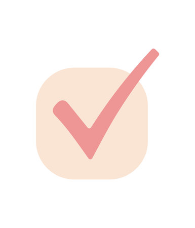 Business element of colorful set. In this clean and minimalistic illustration, a bold tick mark takes center stage against a pristine white background. Vector illustration.のイラスト素材