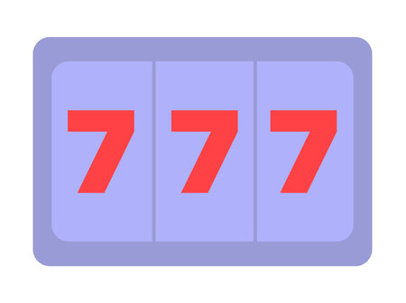 Casino element of colorful set. These three sevens is a number combination that often brings big money to gamblers in casino. Vector illustration.のイラスト素材